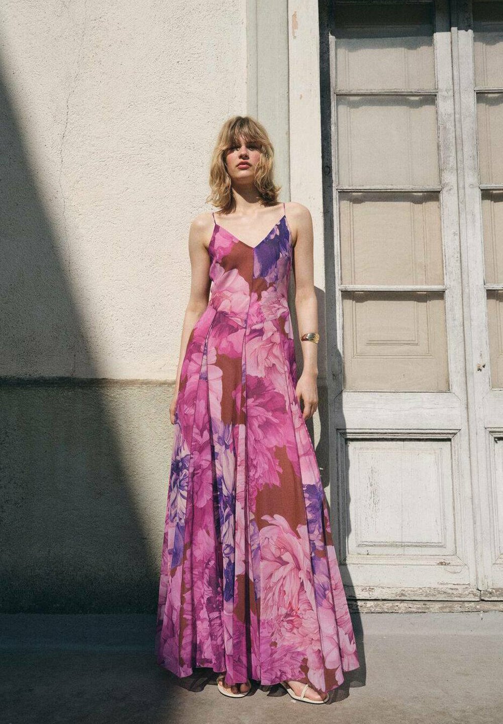 Mango FLORAL- FLARED - Maxi dress - purple - Zalando