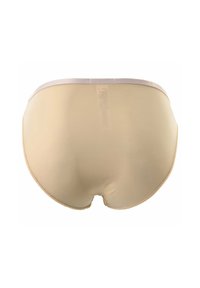 Biancheria intima beige con una trama liscia, caratterizzata da una morbida vita elastica e cuciture minime per una vestibilità discreta.