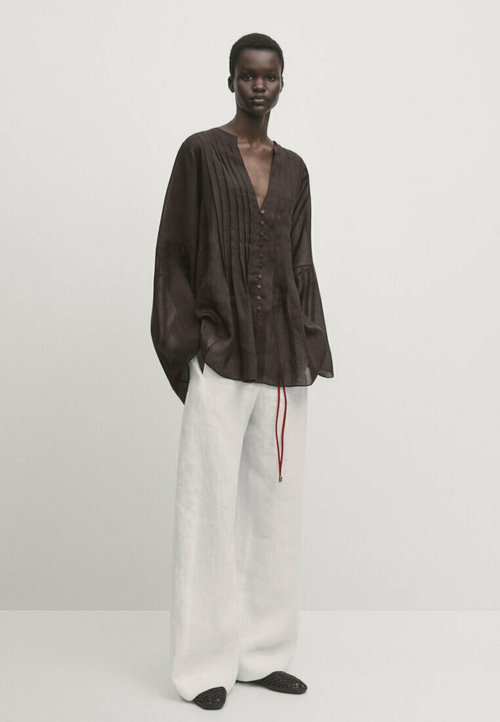Sweat-shirt Femme Massimo Dutti Henley Coton Ivoire Taille M NEUF Avec étiquettes