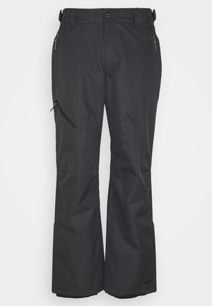 Pantaloni da sci neri realizzati in materiale resistente, con un design a gamba dritta, due tasche laterali con zip e orli rinforzati.