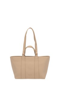 Borsa tote in pelle beige con due manici lunghi e due corti, superficie texturizzata e discreta brandizzazione "Gerry Weber" sul davanti.