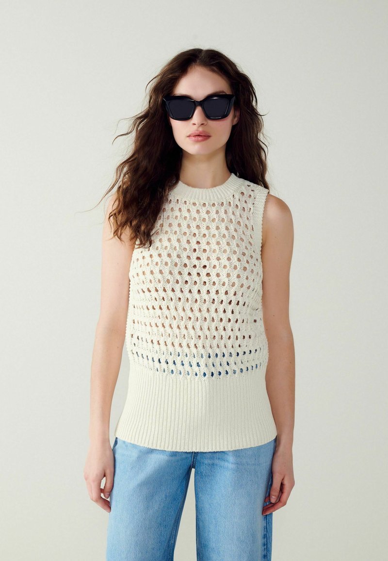 Next OPEN STITCH KNIT TANK VEST Top ecru white/blanco Zalando.es