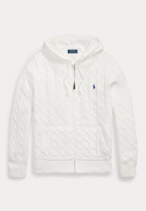 Polo Ralph Lauren, CABLE-KNIT COTTON HOODED SWEATER - Kardigán - white