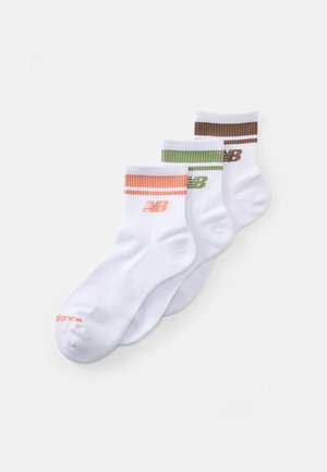 New Balance RUN ANKLE UNISEX 3 PACK  - Sportske čarape - white/peach nectar/garter snake/earth shadow