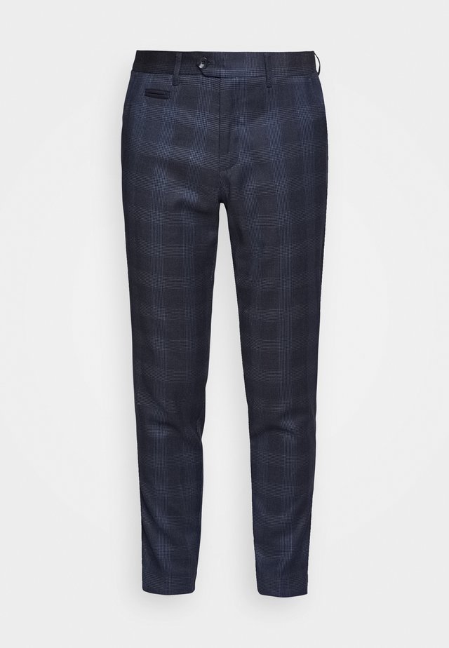 CHECKED PANTS - Trousers - navy