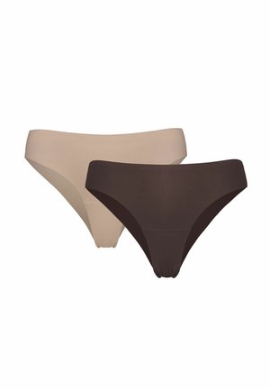 Two seamless women's bikini-style underwear in beige and dark brown colors shown on a white background.