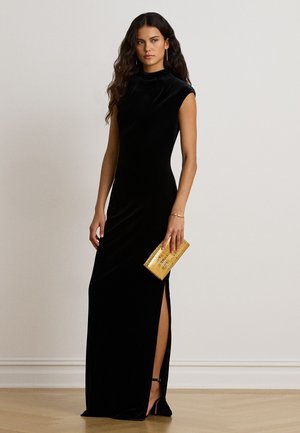 Lauren Ralph Lauren, STRETCH VELVET MOCKNECK GOWN - Robe longue - black velvet