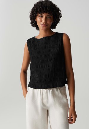 OPUS, RELAXED FIT SMOCKED LOOK - Blouse - black