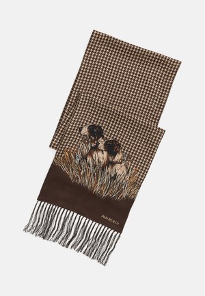Polo Ralph Lauren KNOTTED-FRINGE DOG-PRINT SILK SCARF - Bufanda - dark brown