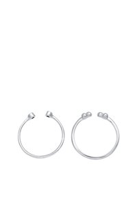 Silverhänge med en stilren, modern design och en slät yta, två sfäriska accenter på ena sidan och öppna ändar.