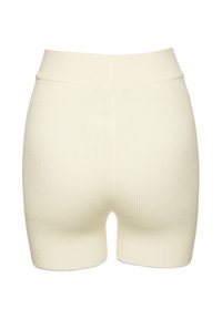 Dzianinowe szorty z bawełny w kolorze off-white, z wysokim stanem i gładką fakturą ściągacza, zaprojektowane z myślą o dopasowaniu.