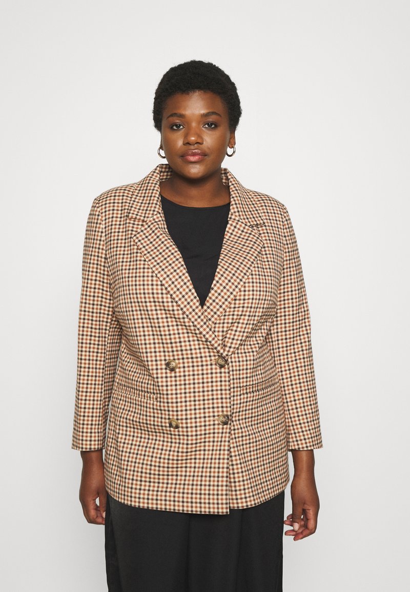 ONLY Carmakoma CARDITA CHECK - Blazer - semolina/tortoise shell
