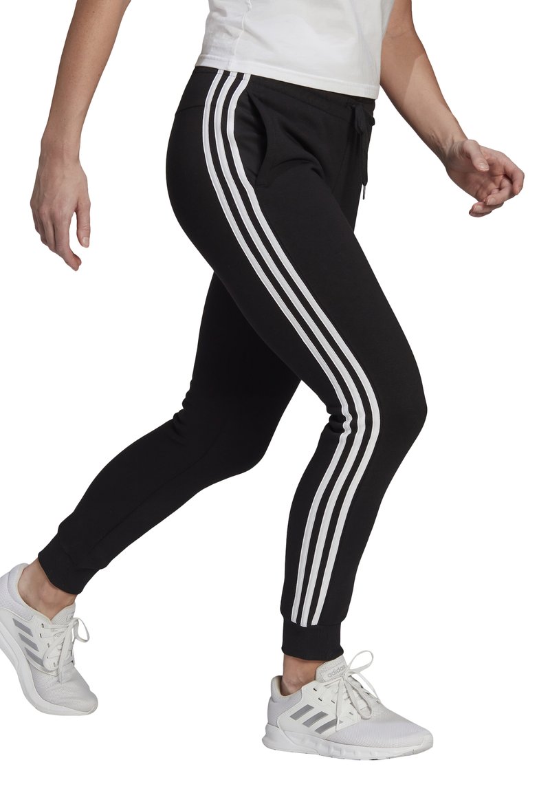 adidas sportswear essential 3 stripe joggers in black