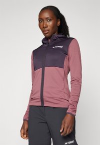 Adidas Terrex TERREX XPERIOR LIGHT FLEECE HOODED JACKET - Giacca in pile - quiet crimson/aurora black