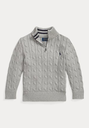 CABLE KNIT COTTON QUARTER-ZIP JUMPER - Pullover - andover heather