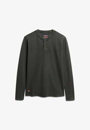 Superdry & Co WAFFLE LONG SLEEVE HENLEY - Jumper - washed black