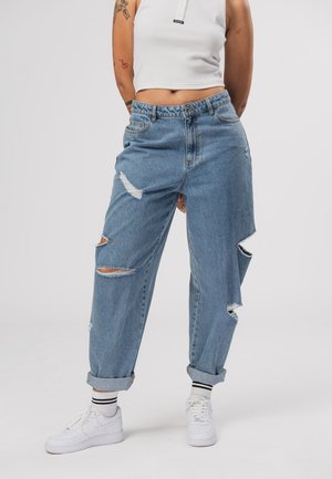 Karo Kauer Label, BEKLEIDUNG DENIM PANTS CUT OUT DISTRESSED - Jeans Relaxed Fit - denim blue (3501490426)