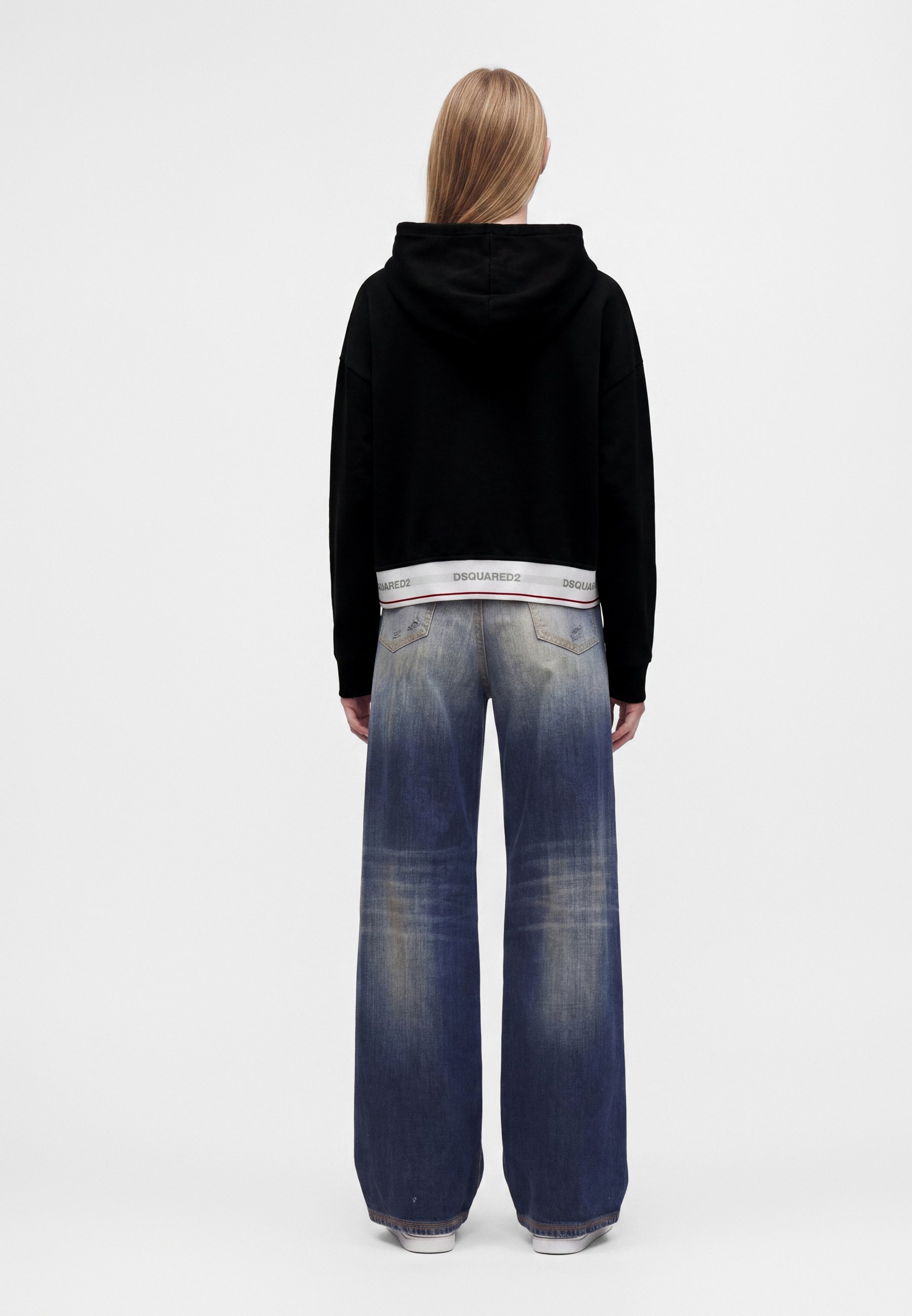 Dsquared2 WAIST TIGHT HOODIE - Hoodie - black - Zalando.co.uk