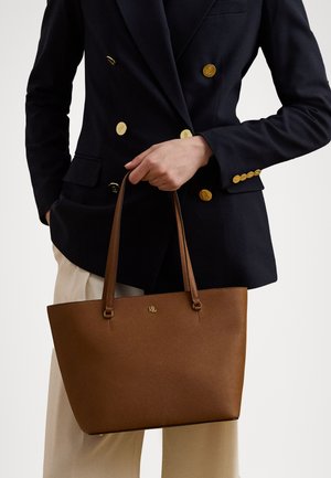Lauren Ralph Lauren CROSSHATCH LEATHER MEDIUM KARLY TOTE - Handtas - light brown