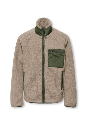 ONLY & SONS junior, SHERPAVD - Giacca in pile - desert taupe detail:kombu green