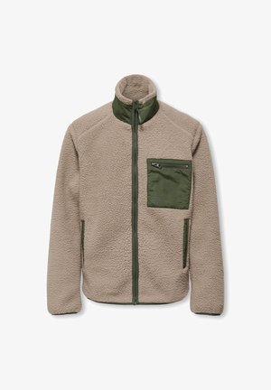 ONLY & SONS junior, SHERPAVD - Φλις μπουφάν - desert taupe detail:kombu green