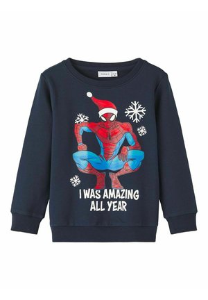 Spiderman Sweat Shirt Garçon Bleu 4 Ans - Sweat à Capuche Chaud Marvel Officiel