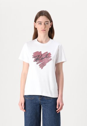 HEARTS - Print T-shirt - white