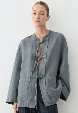 Massimo Dutti, 100% LINEN KIMONO WITH BOWS - Blouse - blue