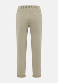Weiche, hellbeige Hosen mit einem dehnbaren Bund, der das "ELBSAND"-Logo zeigt, schmal zulaufenden Beinen und umgeschlagenen Säumen für einen lässigen Look.