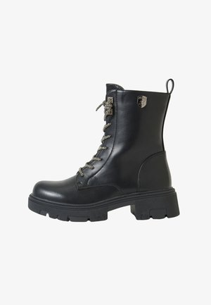 Koroshi Enkellaarsjes met plateauzool - black