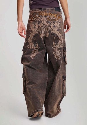 Ed Hardy, WOMENS RISING PHOENIX CARGO XXTRA JEANS - Relaxed fit jeans - brown