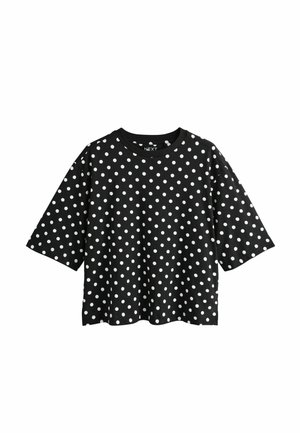 REGULAR FIT - ELBOW LENGTH CREW NECK - Tričko s potlačou - black white polka dot