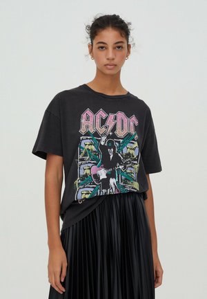 T-shirt con stampa - mottled dark grey