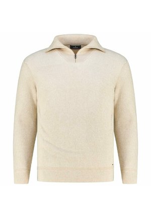 MIT TROYERKRAGEN - Strickpullover - beige mel