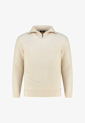 Ragman, MIT TROYERKRAGEN - Strickpullover - beige mel