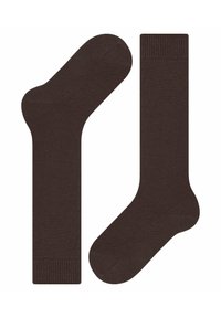 Calzini in cotone marrone, con una fascia a coste, texture liscia e un design classico alla caviglia e in lunghezza crew.