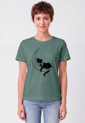 watapparel, KATZE AUF DEM MOND - T-shirt print - green bay