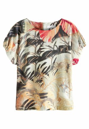 GATHERED SHORT SLEEVE TEXTURED BOXY  PETITE - Pusero - safari print
