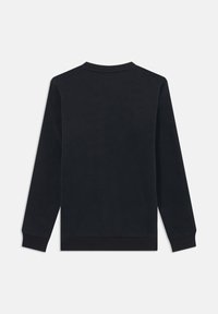 Felpa nera con maniche lunghe, scollo tondo, polsini e orlo a costine. Tessuto liscio, design minimale, senza motivi o dettagli.