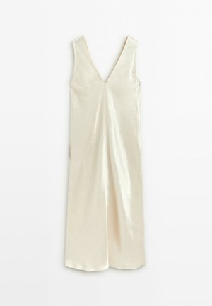 Massimo Dutti, SATIN MIDI SLIP DRESS - Vestito lungo - beige