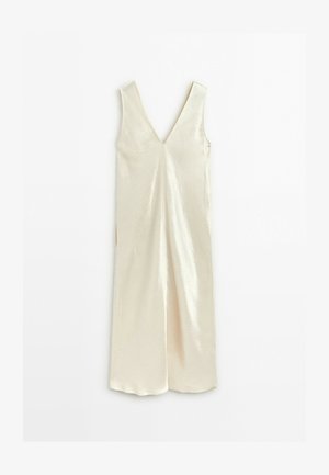 Massimo Dutti, SATIN MIDI SLIP DRESS - Vestito lungo - beige
