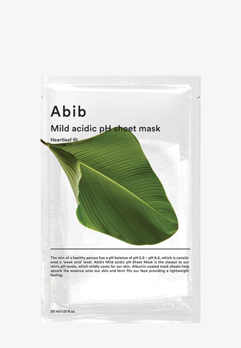 Abib - HEARTLEAF FIT MILD ACIDIC PH SHEET MASK - Mascarilla facial, Ampliar