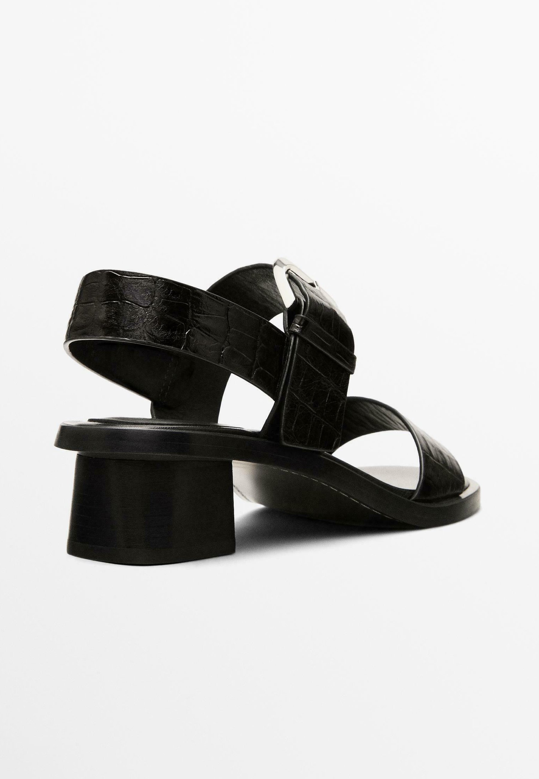 ★ Massimo Dutti★ Mock Croc Embossed Heel Sandals 11638650 Massimo Dutti MOCK CROC EMBOSSED - Sandals - dark brown