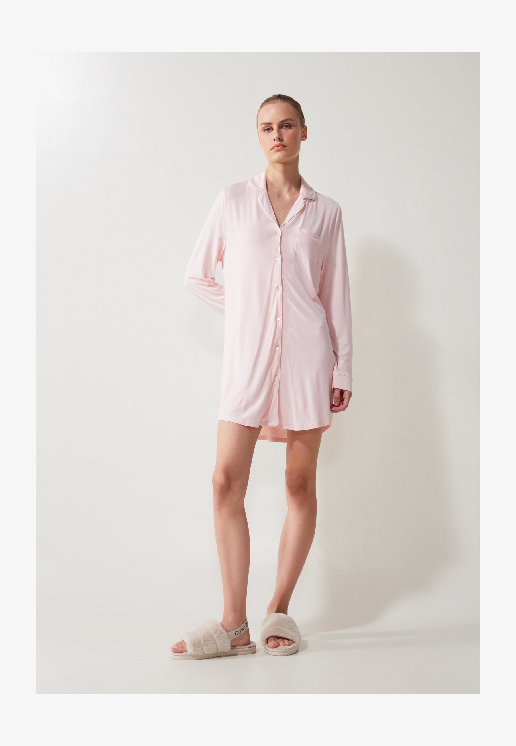 Camicia Da Notte Donna NORMANN Wäschefabrik - Maniche Lunghe, Cotone 100% - Rosa, Taglia Medium, 105 Cm - Qualità Oeko-Tex