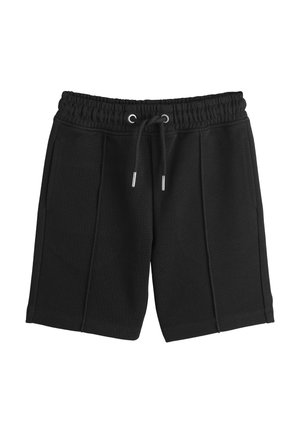 Čierne bavlnené šortky s elastickým pásom a šnúrkou, s bočnými vreckami a detailmi predných švov.