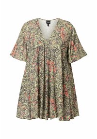 Ulla Popken ANIMAL SHORT SLEEVE  - Tunika - olive gray