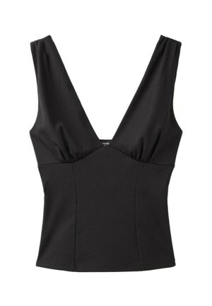 Stradivarius, FITTED WIDE-STRAP TOP - Débardeur - black
