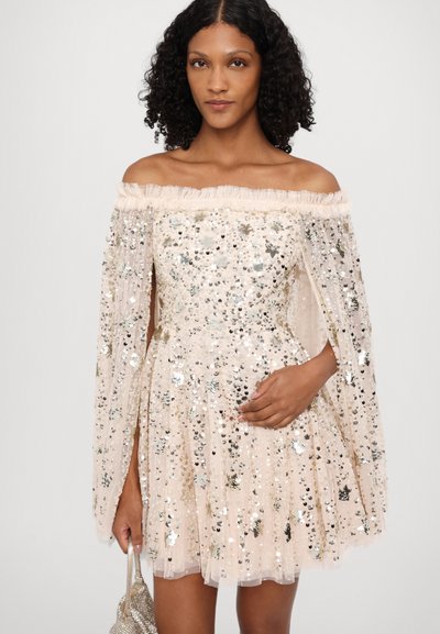 Needle & Thread SHOOTING STARS CAPE MICRO DRESS - Pidulikud riided - dust beige/silver dus