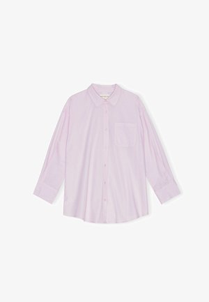 Lyserød skjorte med knapper, lange ærmer, krave og en enkelt brystlomme. Fremstillet af glat stof med en afslappet pasform.