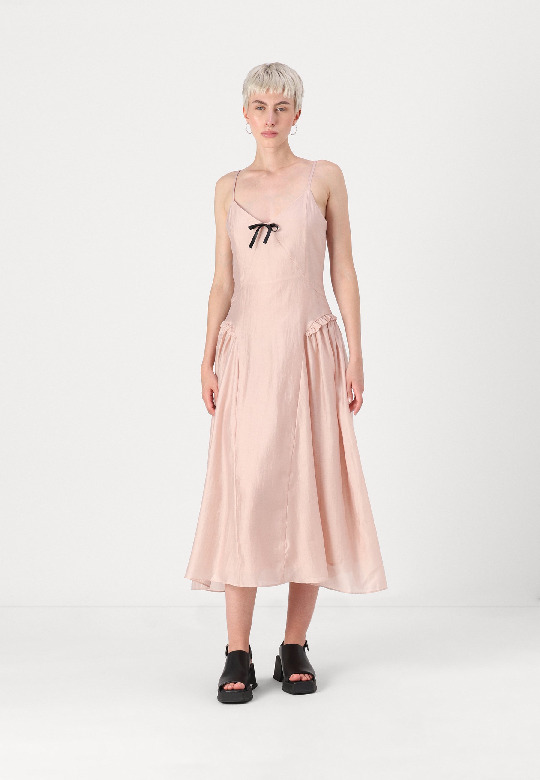 light pink jacquard dress Light Pink Floral Jacquard Mini Dress